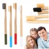 FRCOLOR 4pcs Bamboo Toothbrushes for Adults Soft Bristles Wooden Handles