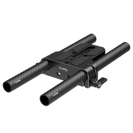 SMALLRIG Camera Base Plate Kit with 15mm LWS Rod Rail Clamp, Carbon Fiber 15mm Rods (8'' / 20cm), for Sony A6500 A6600 A6300, for Canon R5 R6, for Sony A7SIII / A7III, Both for Cameras & Cages - 5609