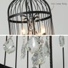 LUOLAX Industrial Vintage Lighting Fixture Black Finish Metal Birdcage Crystal
