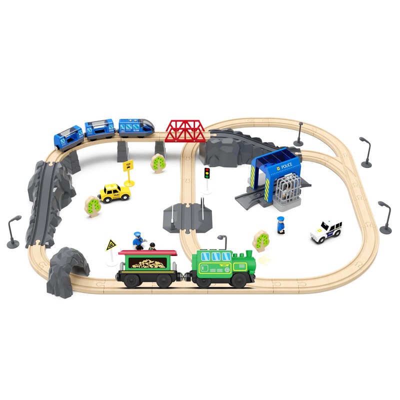 Battery Operated Locomotive Train Set for Wooden Train Tracks,Powerful Engine