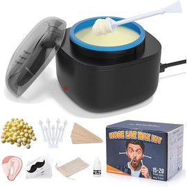 Nose Wax Kit Men, Nose and Ear Hair Waxing Kit with 100g Wax, 40 Applicators, Ear Hair Removal Kit, 20 Uses, USB Fast Heat, Smart Constant Temp, Upgraded Size, Multi-Accessories, Blue