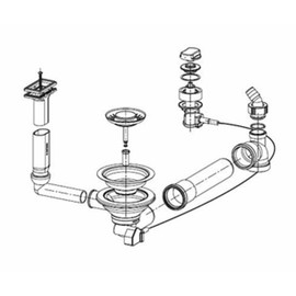 Ab- und Überlaufgarnitur für Franke Spülen Euroform EFG 614-78, EFG 681, EFX 681, Strata STG 614 und Liebera LIX 681 / Excenterventil / Ersatzteil / Ablaufgarnitur