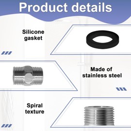 Shower Hose Connector, Male to Female Shower Head Adapter, 2 Pack 1/2 Inch Shower Connector, Water Pipe Connectors, Male Threaded Connectors Accessories