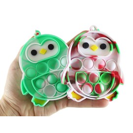 Set of 2 Small Penguins with Clips - Cute Holiday Penguin Festive Bubble Popper Fidget Toy - Fun Party Favor Toy - Christmas Winter (Random Colors)