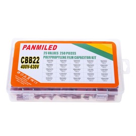 PANMILED 25 Values 250 Pieces CBB22 Polypropylene Film Capacitor Kit (400V 10nF-680nF) (630V 1nF-330nF) Capacitor Assortment Kit