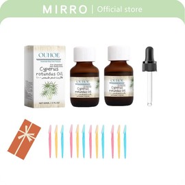 ouhoe [2 Bottle] Cyperus Rotundus Oil, Cyperus Rotundus Oil for Hair Removal, Reducing Body Hair Growth,   with Dropper,Free 12pcs razors - quantity: 2Pcs