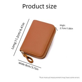 Womens Credit Card Holder Small Blocking Ladies Wallet,1PC Leather Accordion Wallets Case,Credit Card Holder Wallet,Zipper Card Wallet Small Purse,Small Leather Zipper Card Wallet with Zipper,Brown