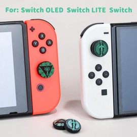 DLseego Switch Thumb Grips - Anti-Slip Joystick Caps, 4PCS Compatible with Switch/OLED/Lite - Green-Black