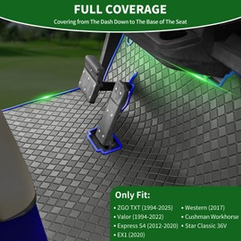 Cartalia Golf Cart Floor Liner Mat 8mm Thick Rubber Full Coverage Fit for EZGO TXT (1994-2025), Express S4 (2012-2020), Cushman Workhorse, EX1 (2020), Valor, Navitas, Some Star Carts Mats - Bule Trim