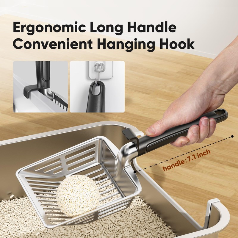 KooMooM Metal Cat Litter Scoop, Large Cat Scooper with Deep
