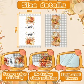 Pumpkin Hand Towel Set of 2, Hello Fall Hand Towels, 18x26 Inch, Polka Dots Pumpkin Towel for Bathroom Home Kitchen, Fall Leaves Sunflower Soft Towel Fall Holiday Decoration, Cozy Fall Decor