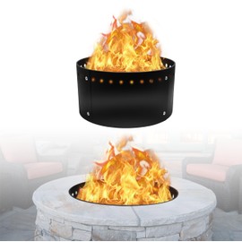 FEBTECH 24" Smokeless Fire Ring - Premium Carbon Steel Fire Pit Liner for Outdoor Fire Pits - Versatile DIY Above or In-Ground Fire Ring Insert for Backyard Outdoor Camping Bonfires & Gatherings
