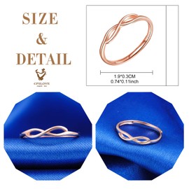 CPSLOVE Women's / Girls' Rings, 925 Silver Rings, Elegant Infinity Symbol Ring, Open Rings, Adjustable Size, Wedding Ring, Engagement Ring, Rose Gold, Suitable Finger Circumference: 49-57 mm, Sterling