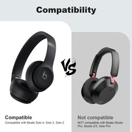 Replacement Solo 4 Ear Pads Cover Silicone Earpad Covers Case Compatible with Beats Solo4 Solo3 Solo2 Headphones, Washable Protective Pads Cover (Black)