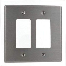 Leviton SO262 2-Gang Decora/GFCI Device Decora Wallplate, Oversized, 302 Stainless Steel, Device Mount, Stainless Steel