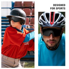 DUCO Cycling Sunglasses for Men Women Sports Sunglasses uv 400 Protection TR90 Baseball Driving Fishing Sun glasses DC0038 (Black Frame Black Temple Gray Lens)