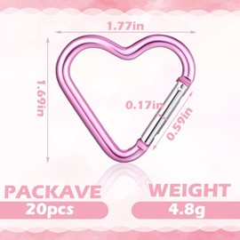 10PCS heart shape carabiner clips - featuring pink carabiner and heart shaped keychain - perfect for key rings, dog leashes, and water bottle holders