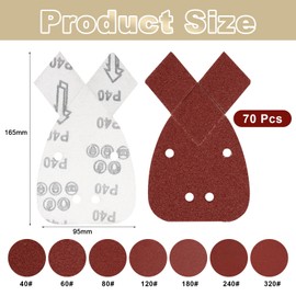 70 Pcs Black and Decker Mouse Sander Pads, Sanding Pads for Mouse Sander Assorted 40/60/80/120/180/240/320 Grits Mouse Sanding Sheets, Mouse Sanderpaper Pads for Black and Decker Detail Palm Sander