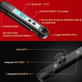 Soqool Digital Instant Read Meat Thermometer for Kitchen Oil Deep Fry BBQ Grill