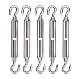 5Pcs Turnbuckle Hook and Hook Wire Rope Tension 304 Stainless Steel Shade Sail HardwareM6