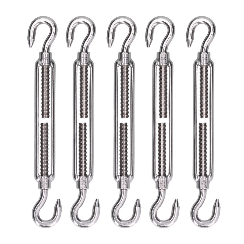 5Pcs Turnbuckle Hook and Hook Wire Rope Tension 304 Stainless
