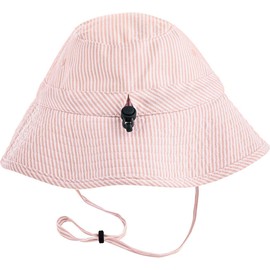 Coolibar UPF 50+ Kid's Taylor Chin Strap Hat - Sun Protective (Large/X-Large- Light Pink Picnic Stripe)