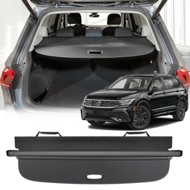 Volcaner Cargo Cover Compatible with VW Volkswagen Tiguan 2024 Accessories 2023 2018-2022,Leather Retractable Trunk Cover Organizer Security Shielding Shade
