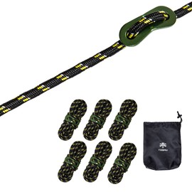 TOBAU Onyan Rope Set, 0.2 x 13.1 ft (5 x 4 m), 6 Pieces, Reflective Material, Universal Hardware, Tent Rope, Tarp Rope, Guy Rope, Paracord, Camping, Outdoors (Set of 1)