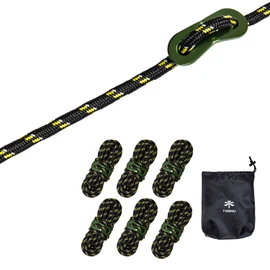 TOBAU Onyan Rope Set, 0.2 x 13.1 ft (5 x 4 m), 6 Pieces, Reflective Material, Universal Hardware, Tent Rope, Tarp Rope, Guy Rope, Paracord, Camping, Outdoors (Set of 1)