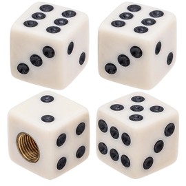 MEAJOO 4PCS Dice Tire Valve Stem Caps, Corrosion Resistant Leak-Proof Tire Air Cap Set, Universal Tire Valve Stem Covers for Cars, SUV, Trucks, Bikes, Motorcycles, Bicycles(Milky White)