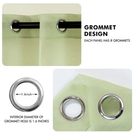 MIULEE Sheer Voile Curtain with Eyelets, Transparent Look, Window Curtain for Bedroom, Living Room, Baby Room, 140 x 175 cm (W x H), Green