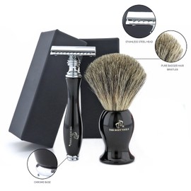 The Body Tools Men's Wet Shaving Set Badger Hair Shaving Brush & Razor 2 Piece