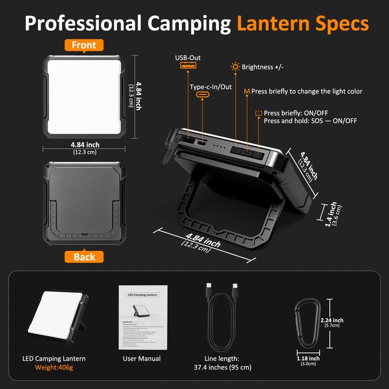 20000mAh Rechargeable Camping Lantern, 1300LM Ultra Bright LED Light, Fast