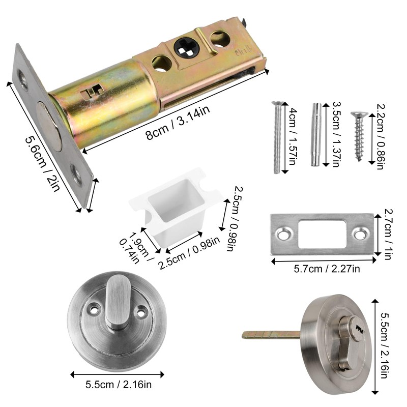 Azonelife Cylinder Latch Handle-less Lock, Modern Door Locks, Door Lock