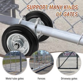 Heavy-Duty Steel Gate Wheel 6" Rubber Rolling Carrier for Driveway Chain Link Fence Parts Metal Tube Gates, Driveway Gate and More, Pack of 1