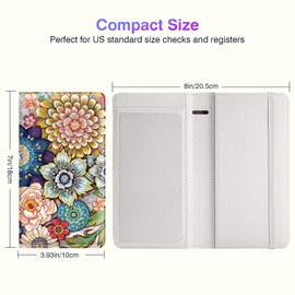 Pisypox Checkbook Cover for Personal Checkbook，Patterned Pu Leather check book covers for women and men，with Pen Holder & Built-in Clear Plastic Divider for Duplicate Checks