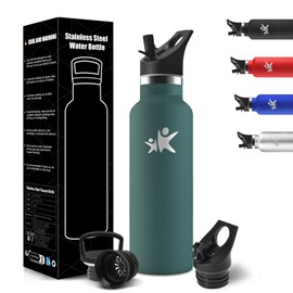 HoneyHolly Children's Water Bottle, 500 ml, BPA-Free, Stainless Steel, Leak-Proof Insulated Flask, Double-Walled, Water Bottle, Thermos Flask, with Straw, Water Bottle for Sports, School, Office