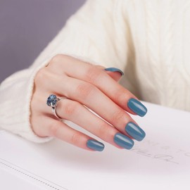 DANNI & TONI Semi Cured Gel Nail Strips (Indigo) Blue Gel Nail Stickers Glossy Nail Polish Wraps 28 Stickers