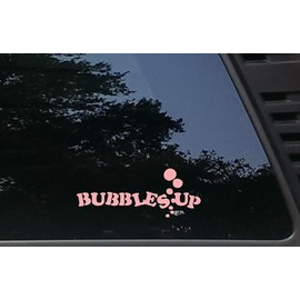 Bubbles UP - in Pink - 7" x 2 3/4" die Cut Vinyl Decal/Bumper Sticker for Windows, Cars, JDM, Trucks, Bumpers, Tool Boxes, Boats, laptops - virtually Any Hard, Smooth Surface. Made in The USA
