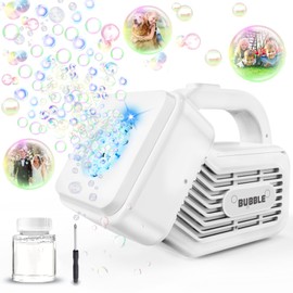 Panacare Portable Children's Bubble Machine, Automatic Bubble Machine, 10,000+ Bubbles/Min with Bubble Solution, Light, Children's Bubble Machine, Outdoor, Wedding/Party