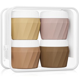 Silevoler Travel Containers for Toiletries, Premium Silicone Cosmetic Cream Jars, TSA Approved Leak-Proof Refillable Travel Size Toiletries with Clear Bag for Cosmetic Face Body Cream (Apricot)