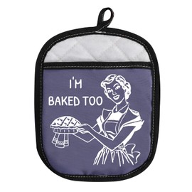 Novelty Baking Gift Heat Resistant Potholder Oven Pads with Pocket I’m Baked Too Funny Baker Gift for Mom Sister Friend (I’m Baked Too CA)