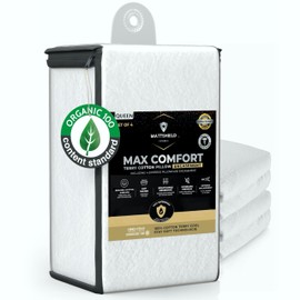 4 Pack - Organic Cotton Pillow Protectors with Zipper Queen Size - Waterproof and Skin-Friendly Terry Cotton Pillow Covers - 100% Cotton Top Pillow Protector (Queen)