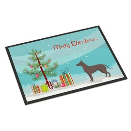 Caroline's Treasures CK3570JMAT Mexican Hairless Dog Xolo Christmas Tree Doormat 24x36 Front Door Mat Indoor Outdoor Rugs for Entryway, Non Slip Washable Low Pile, 24H X 36W