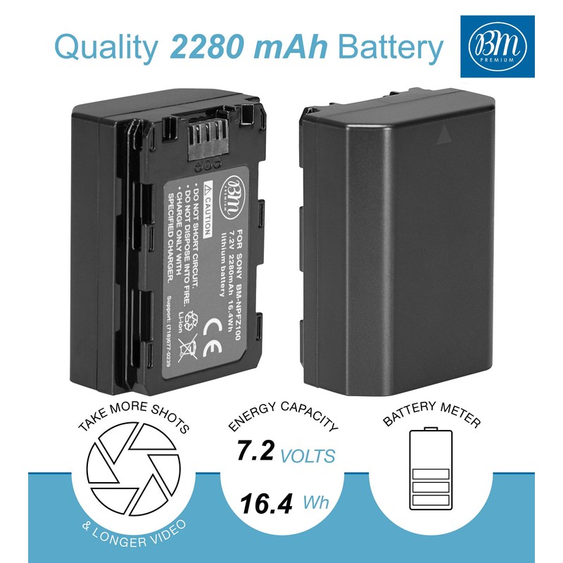 BM Premium 4 NP-FZ100 Batteries for Sony Alpha 1, ZV-E1,
