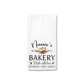 AcevedoDesign Nannie's Bakery Kitchen Towel - Nannie's Kitchen Towel - Kitchen Towel for Cooking - Baking - Nannie's Tea Towel - Nannie's Dish Towel - Birthday - Mother's Day Kitchen Towel Gift