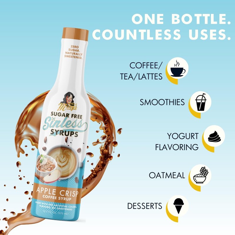 Sugar Free 3pk Apple Crisp Coffee Syrup - Stevia Based,