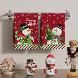 XCHI Snowman Winter Kitchen Towels Christmas Dish Towels 18x26 Inch Xmas Home Kitchen Decorations Hand Towels Set of 2 Drying Dishcloth