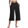 TARSE Womens Casual Wide Leg Yoga Capris Summer Crossover High