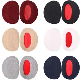 SATINIOR 6 Pairs Earmuffs Bandless Fleece Ear Warmers Winter Ear Covers Unisex, 6 Colors (Solid Color)